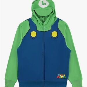 Super Mario Luigi-Inspired Hoodie Jacket in Green and Blue